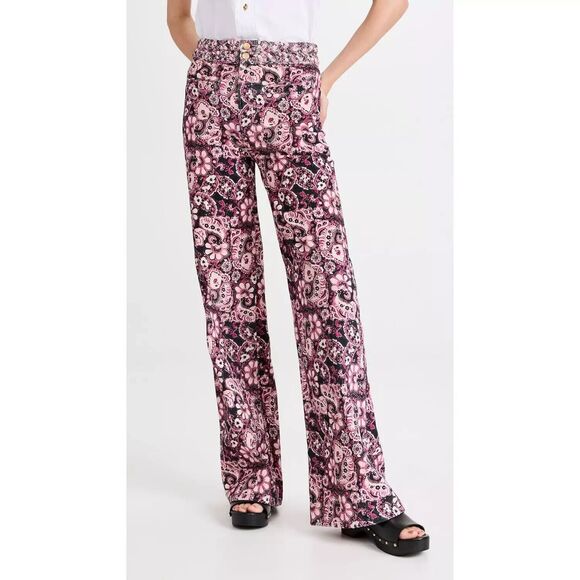 Figue Maia Corduroy Wide Leg Pants Womens Size 6 NWT Paisley Floral Pink Black - Picture 7 of 14
